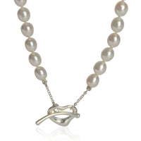 Sterling Silver Pearl Elsa Peretti Open Heart Necklace