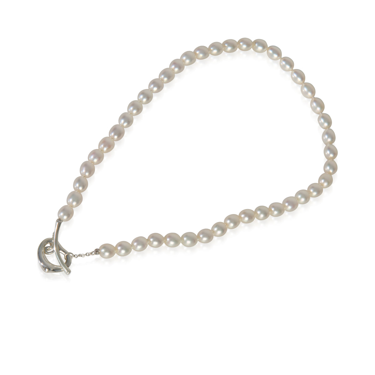 Sterling Silver Pearl Elsa Peretti Open Heart Necklace