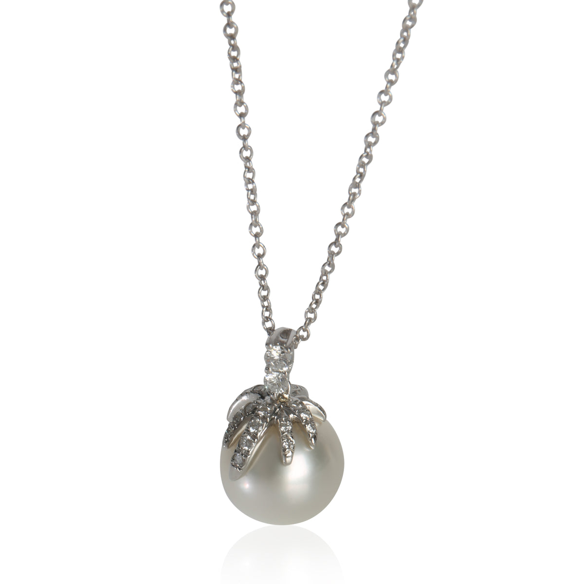 Tiffany & Co. Platinum Pearl and Diamond Fireworks Pendant fv