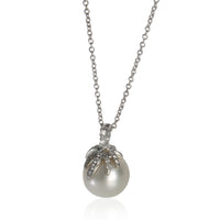 Platinum Pearl and Diamond Fireworks Pendant