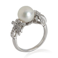 Platinum Pearl and Diamond Fireworks Ring