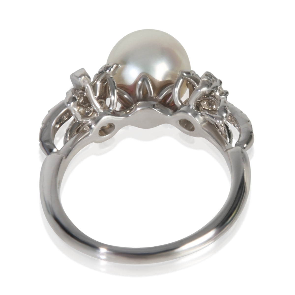 Platinum Pearl and Diamond Fireworks Ring