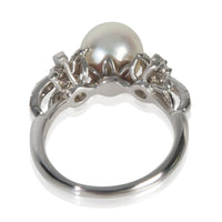 Platinum Pearl and Diamond Fireworks Ring