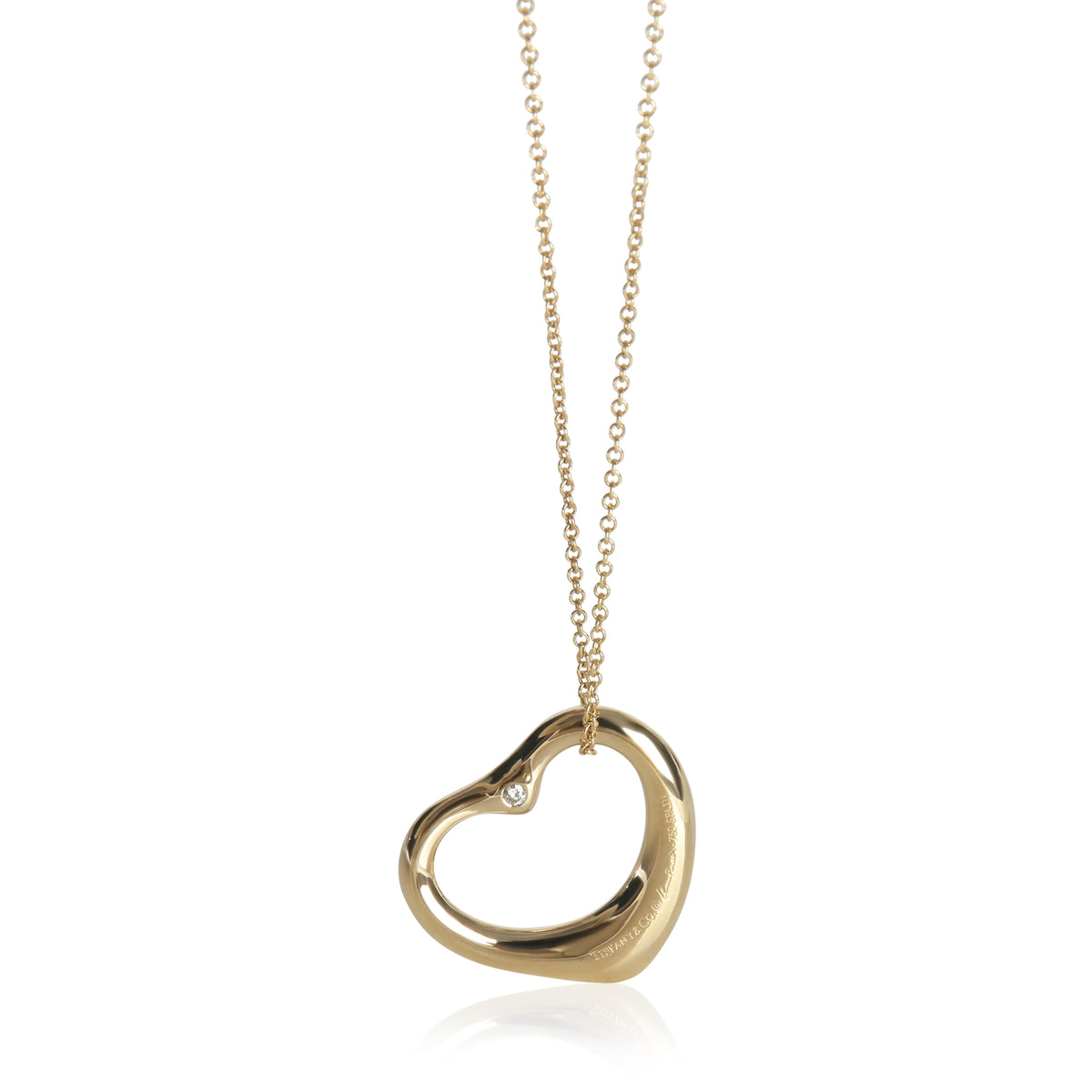 Tiffany & Co. Yellow Gold Diamond Elsa Peretti Open Heart Pendant fv