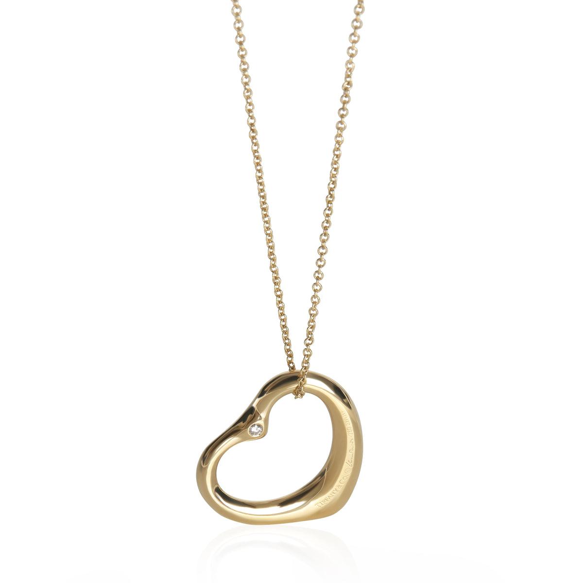 Tiffany & Co. Yellow Gold Diamond Elsa Peretti Open Heart Pendant sv