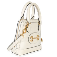 Gucci White Smooth Leather Small 1955 Horsebit Top Handle Bag Handbag pv