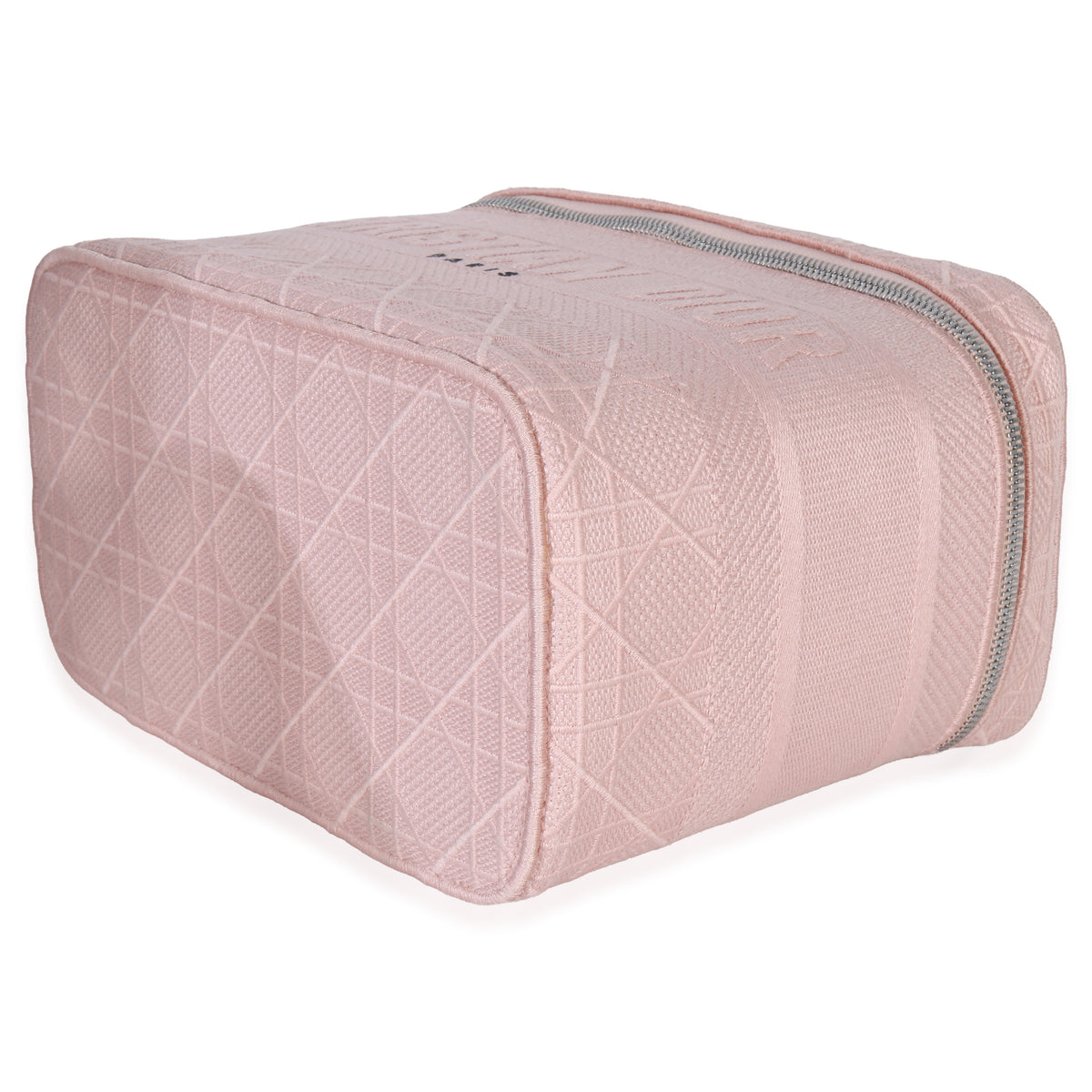 Christian Dior Pink Canvas Embroidered Cannage DiorTravel Vanity Case Handbag box