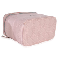 Christian Dior Pink Canvas Embroidered Cannage DiorTravel Vanity Case Handbag clasp