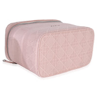 Christian Dior Pink Canvas Embroidered Cannage DiorTravel Vanity Case Handbag clasp