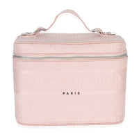 Christian Dior Pink Canvas Embroidered Cannage DiorTravel Vanity Case Handbag fv