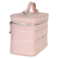 Christian Dior Pink Canvas Embroidered Cannage DiorTravel Vanity Case Handbag pv