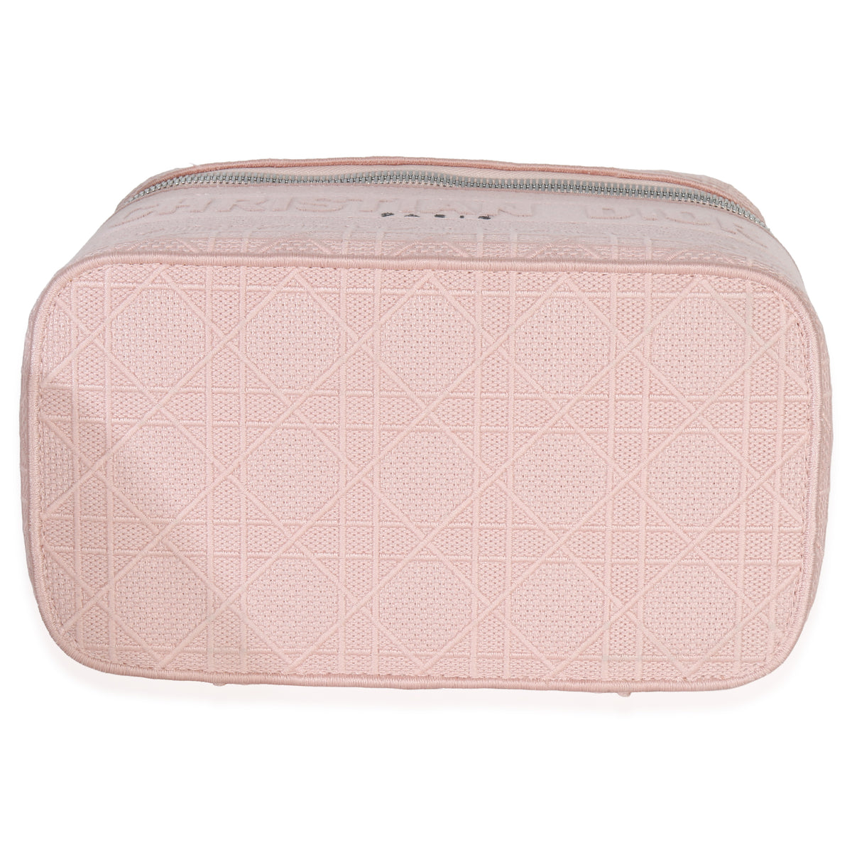 Christian Dior Pink Canvas Embroidered Cannage DiorTravel Vanity Case Handbag stamp