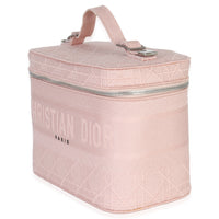 Christian Dior Pink Canvas Embroidered Cannage DiorTravel Vanity Case Handbag sv
