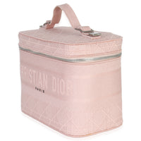 Christian Dior Pink Canvas Embroidered Cannage DiorTravel Vanity Case Handbag sv