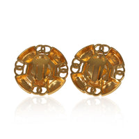 Chanel Gold Plated  Vintage Faux Pearl Button Earrings pv