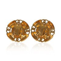 Gold-Plated  Vintage Faux Pearl Button Earrings