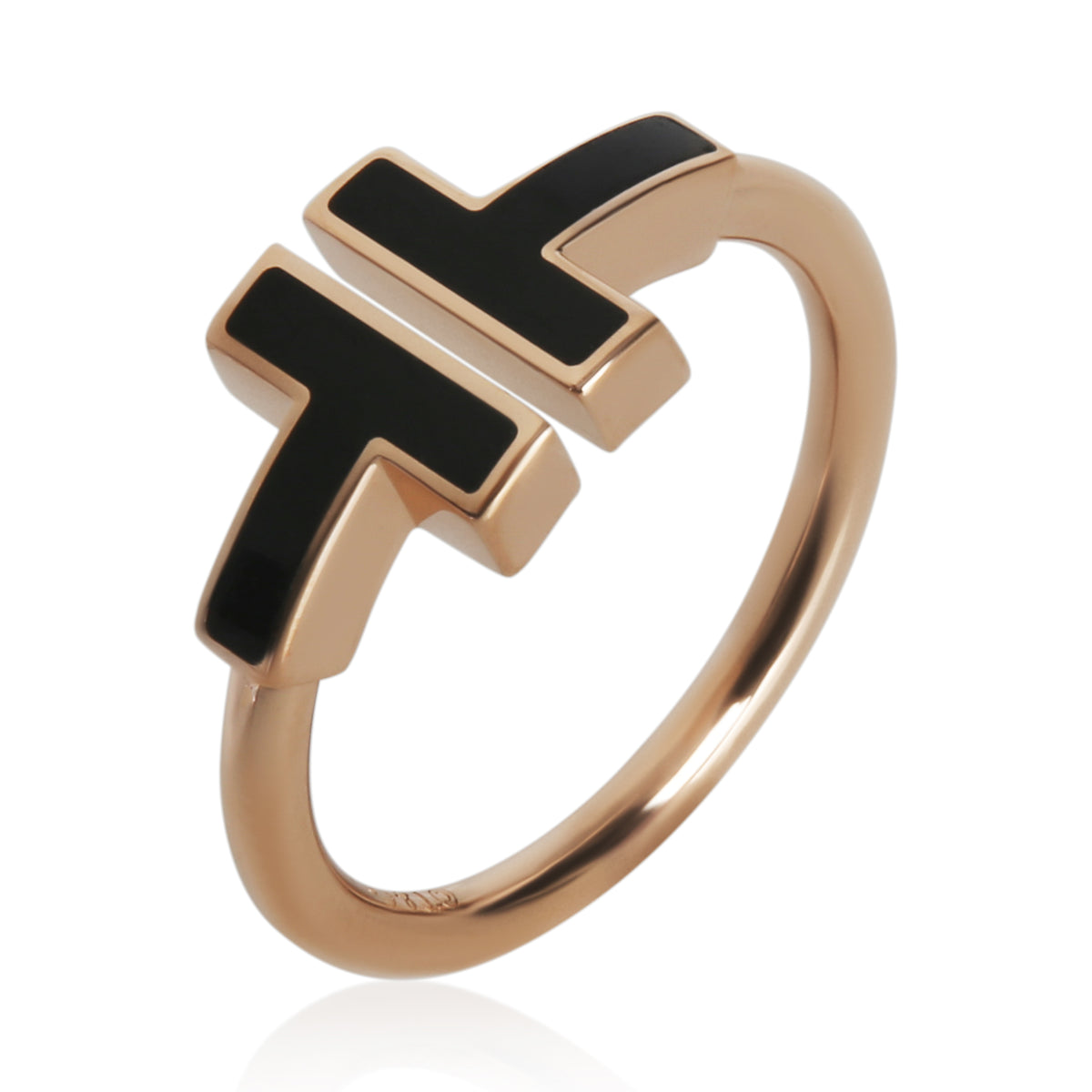 Rose Gold Onyx Tiffany T Wire Ring