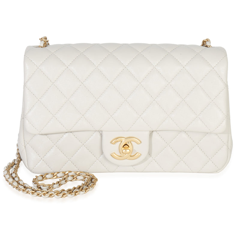 Light Grey Quilted Lambskin CC Crush Small Flap Bag