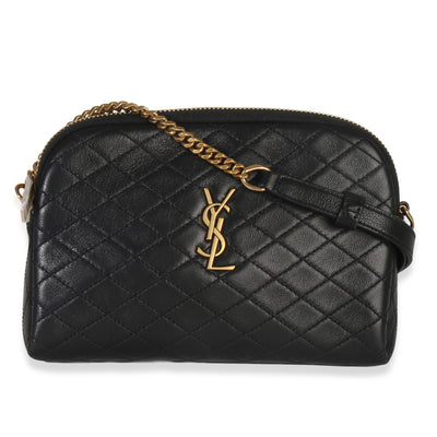 Black Quilted Lambskin Gaby Zipped Pouch