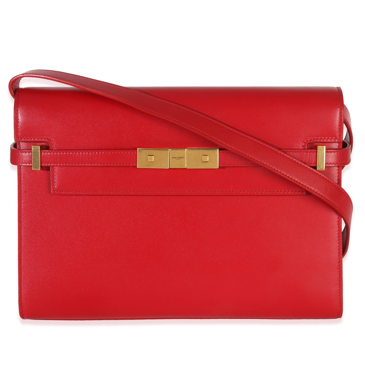 Saint Laurent Red Calfskin Medium Manhattan Shoulder Bag Handbag fv