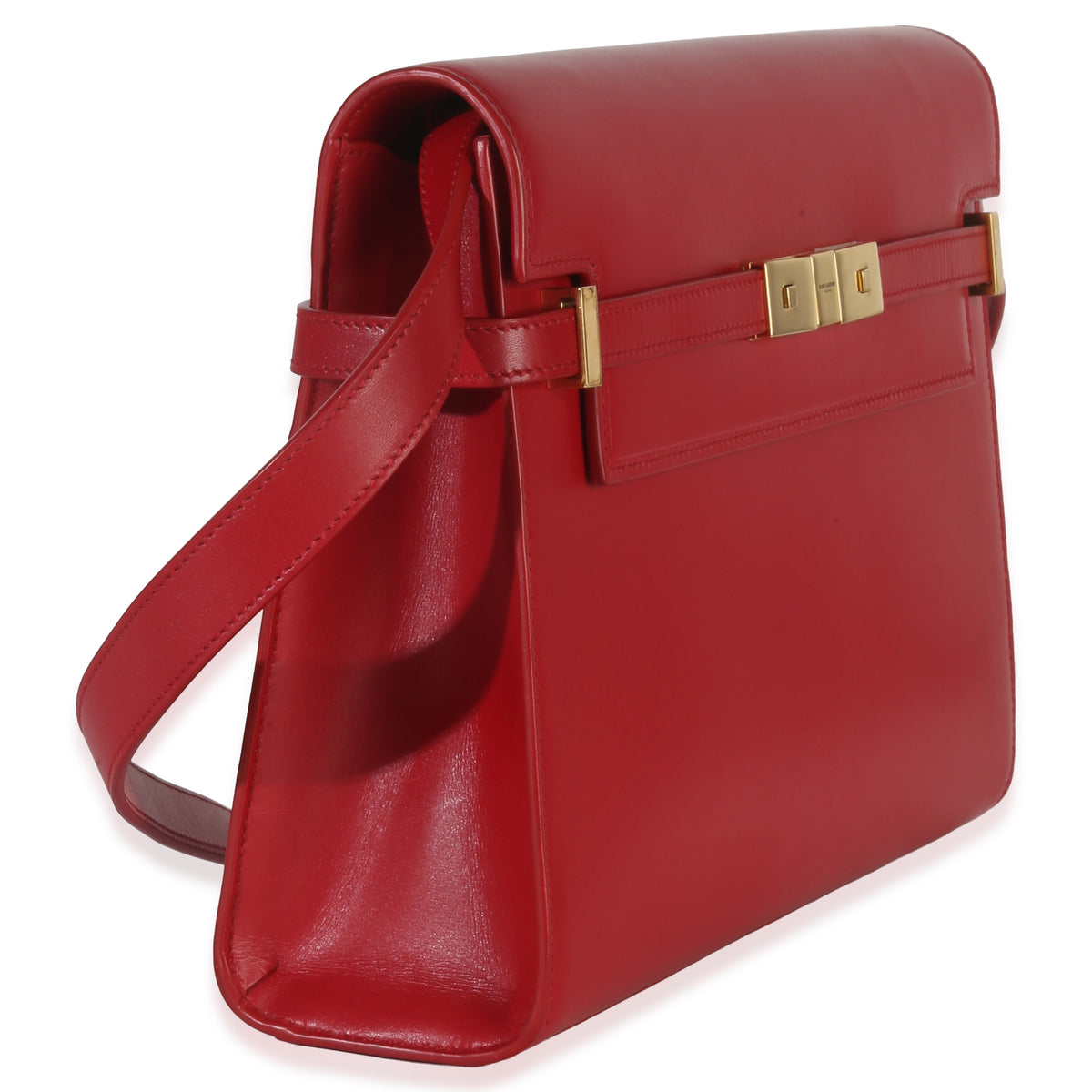 Saint Laurent Red Calfskin Medium Manhattan Shoulder Bag Handbag pv