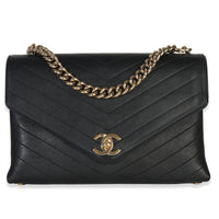Chanel Black Coco Chevron Lambskin Envelope Flap Bag Handbag id
