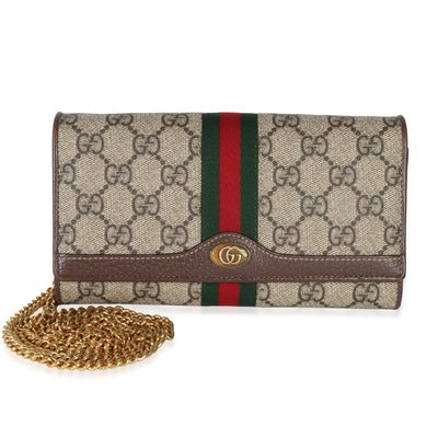 Gucci Beige GG Supreme Canvas Ophidia Wallet On Chain Handbag fv