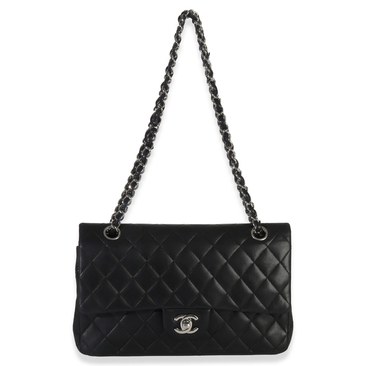 Chanel Black Quilted Lambskin Medium Classic Double Flap Bag Handbag av