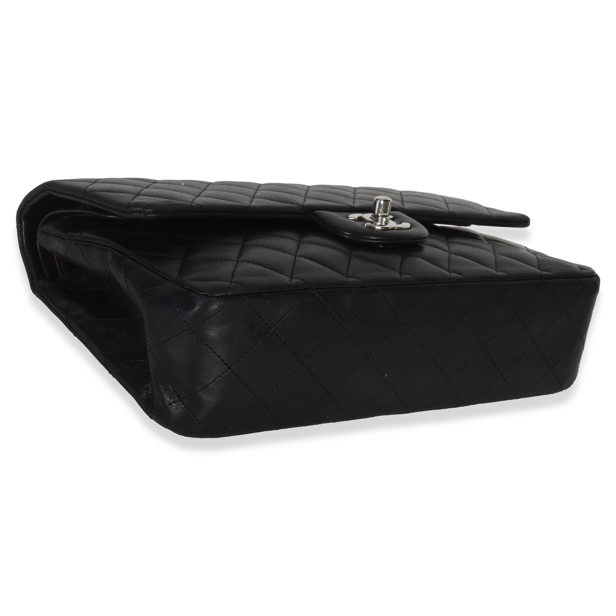 Chanel Black Quilted Lambskin Medium Classic Double Flap Bag Handbag clasp