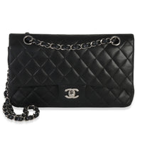 Chanel Black Quilted Lambskin Medium Classic Double Flap Bag Handbag fv