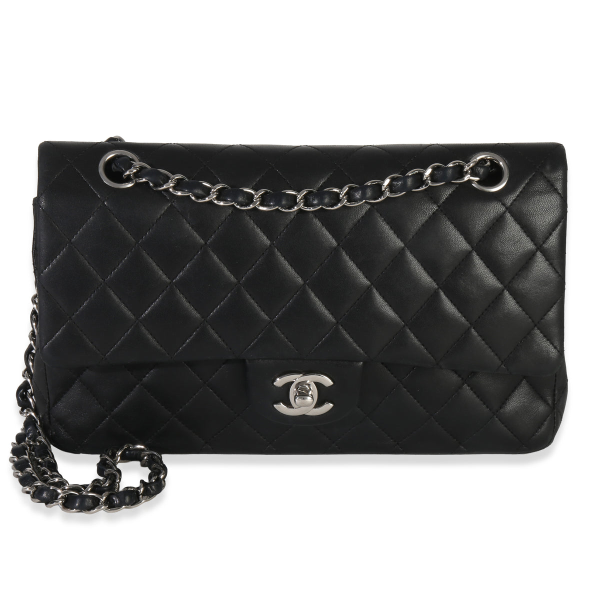 Chanel Black Quilted Lambskin Medium Classic Double Flap Bag Handbag id