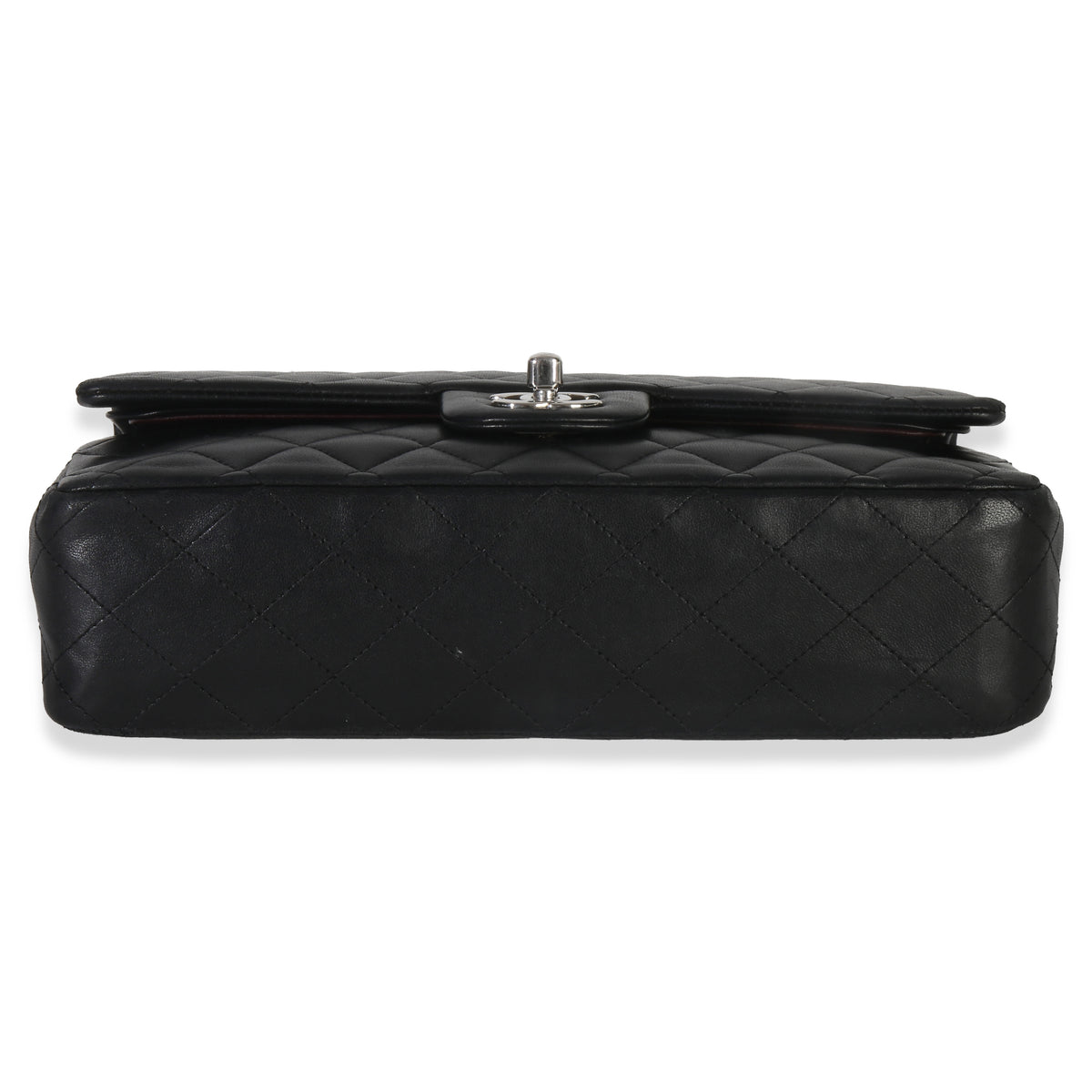 Chanel Black Quilted Lambskin Medium Classic Double Flap Bag Handbag stamp