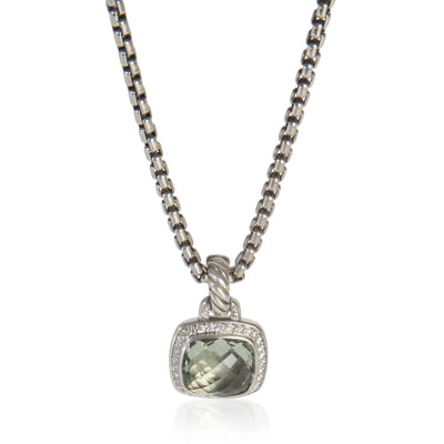 David Yurman Sterling Silver Prasiolite and Diamond Albion Pendant fv