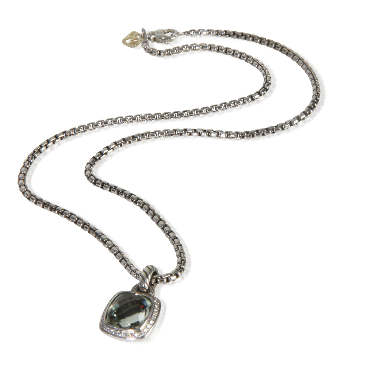 David Yurman Sterling Silver Prasiolite and Diamond Albion Pendant pv