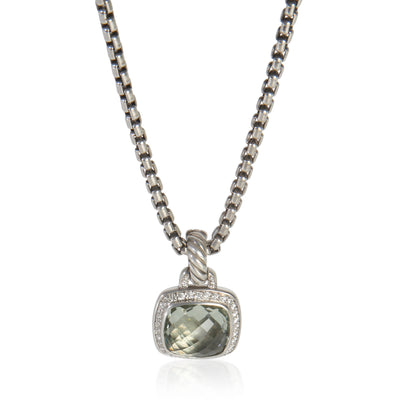 Sterling Silver Prasiolite and Diamond Albion Pendant