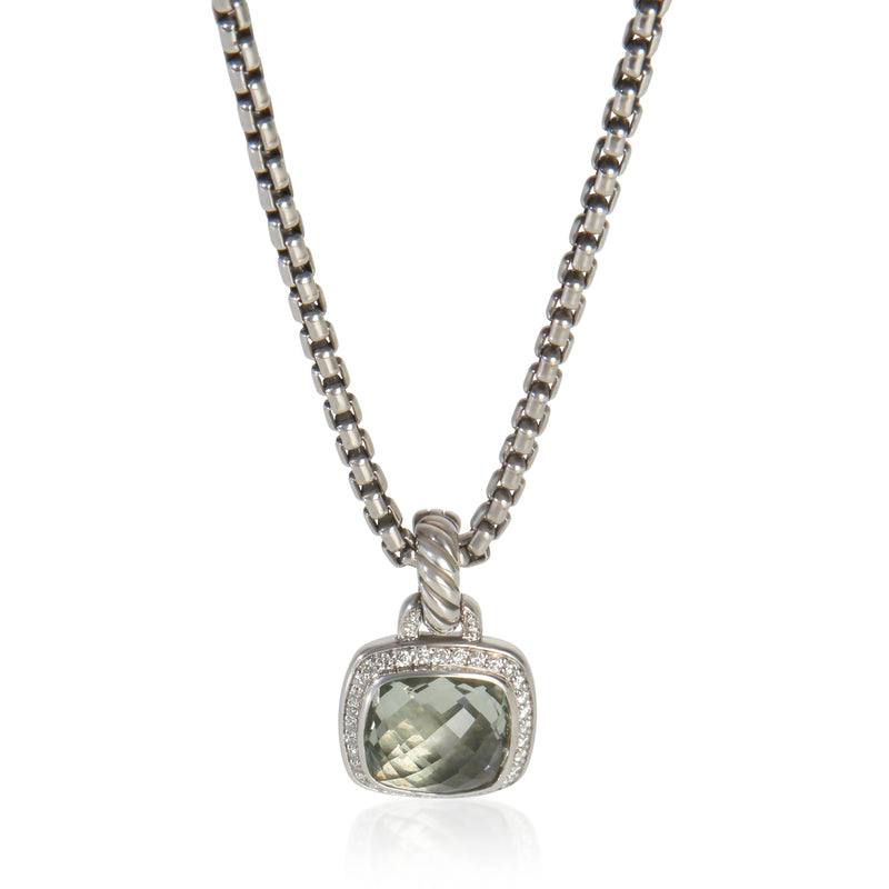 Sterling Silver Prasiolite and Diamond Albion Pendant