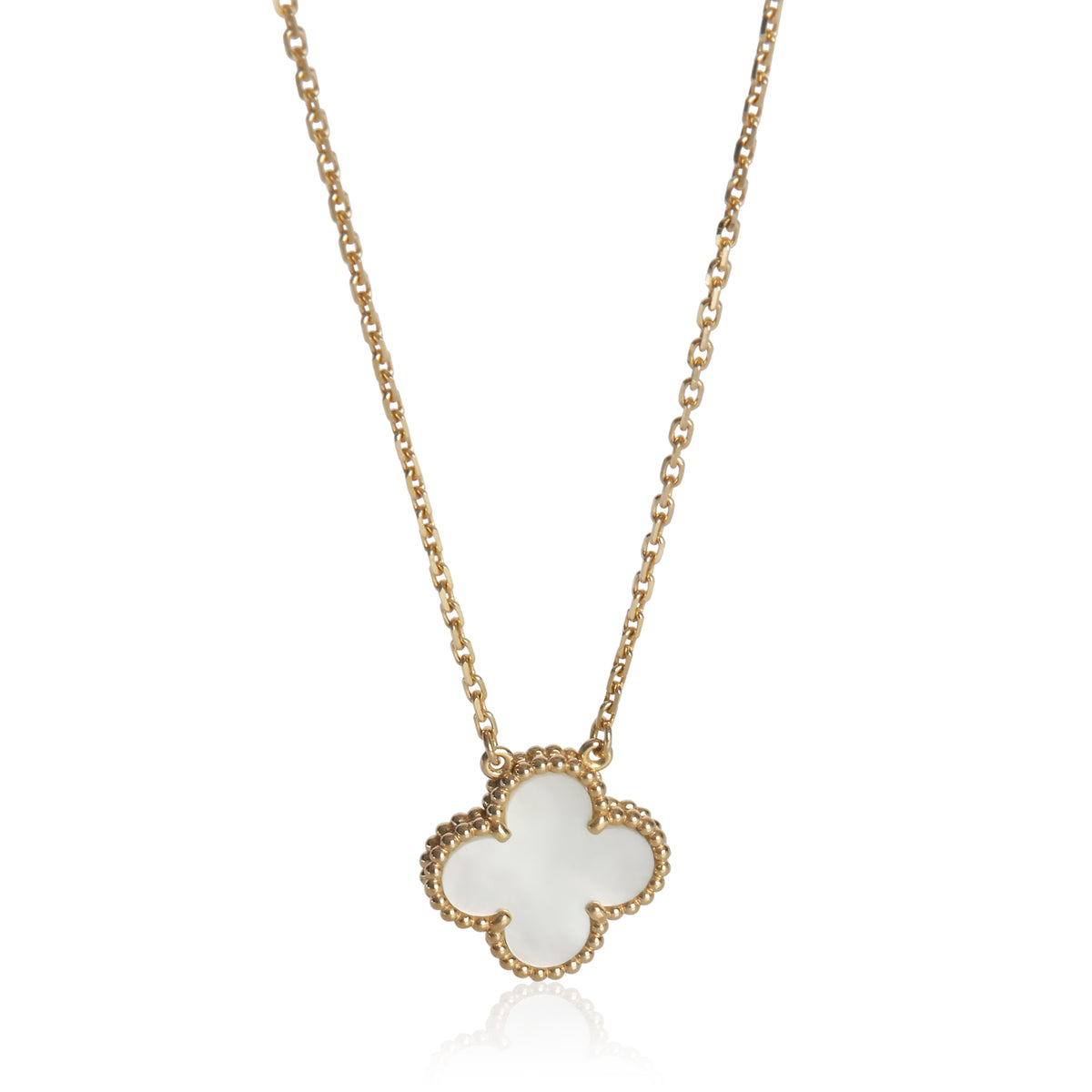 Van Cleef & Arpels Yellow Gold Mother Of Pearl Vintage Alhambra Pendant fv