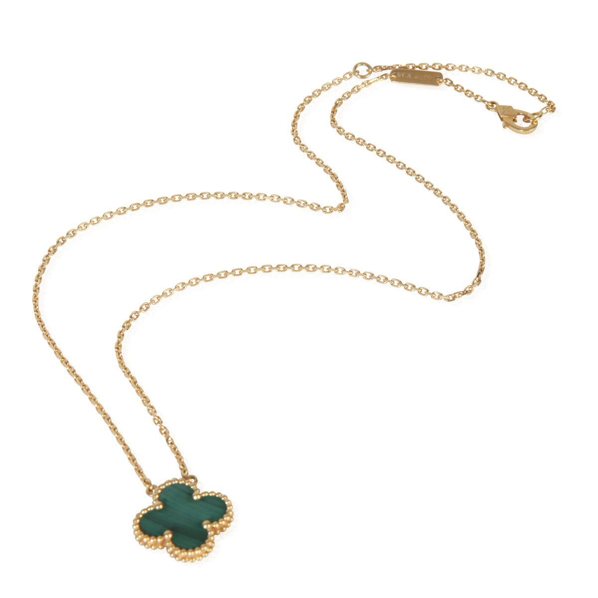 Yellow Gold Malachite Vintage Alhambra Pendant