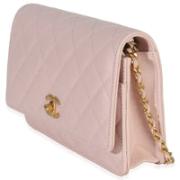 Chanel Pink Quilted Lambskin CC Pearl Crush Wallet On Chain Handbag sv