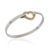Yellow Gold & Sterling Silver  Heart Bangle Bracelet