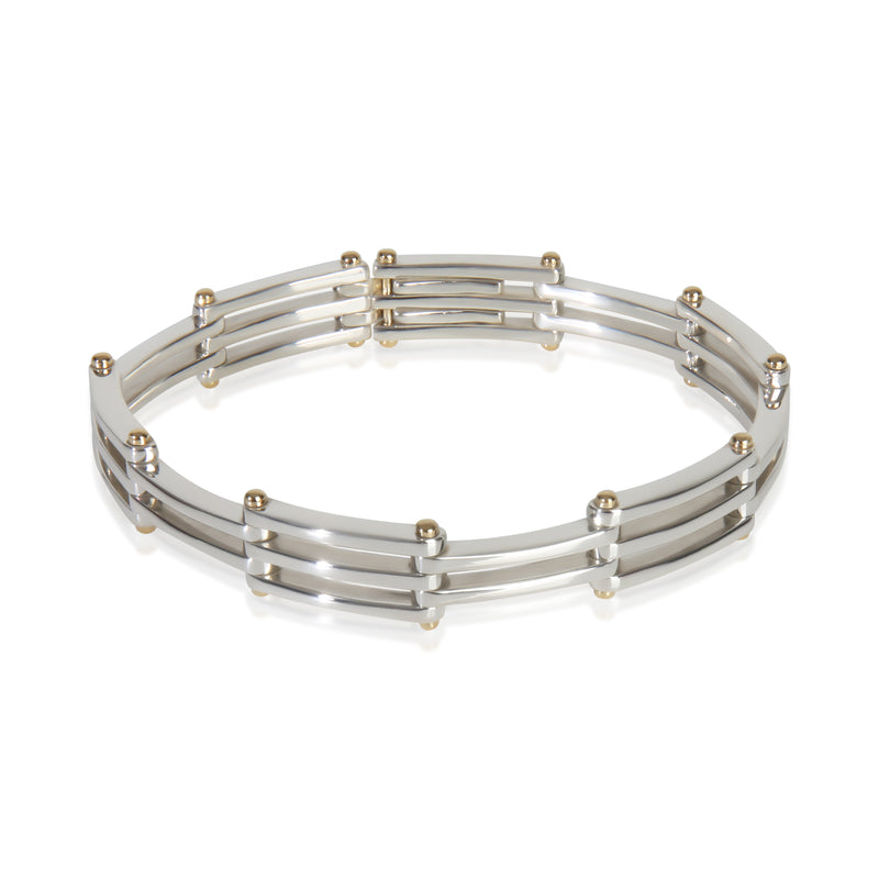 Yellow Gold & Sterling Silver  Gate Link Bracelet