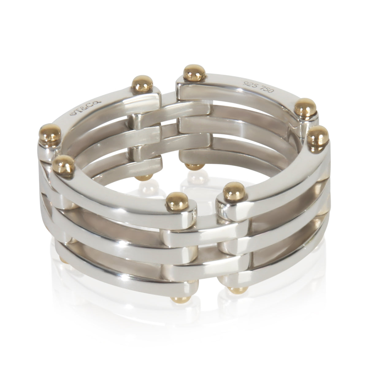Yellow Gold & Sterling Silver  Gate Link Ring