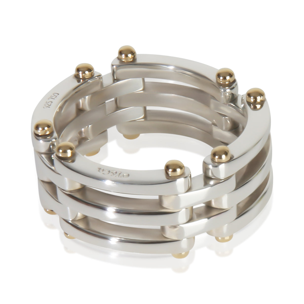 Yellow Gold & Sterling Silver  Gate Link Ring