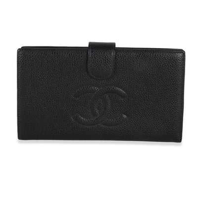 Chanel Black Caviar Timeless CC French Long Wallet Handbag id