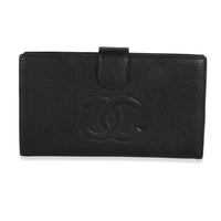 Chanel Black Caviar Timeless CC French Long Wallet Handbag id
