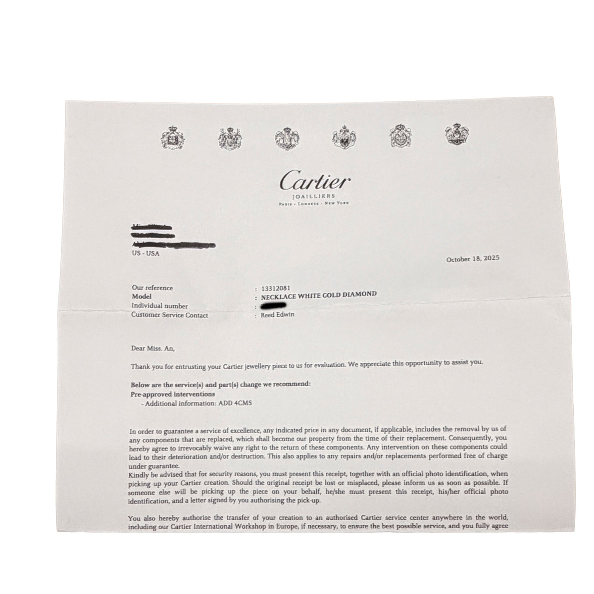 Cartier White Gold Diamond Small Model D'amour Pendant stamp