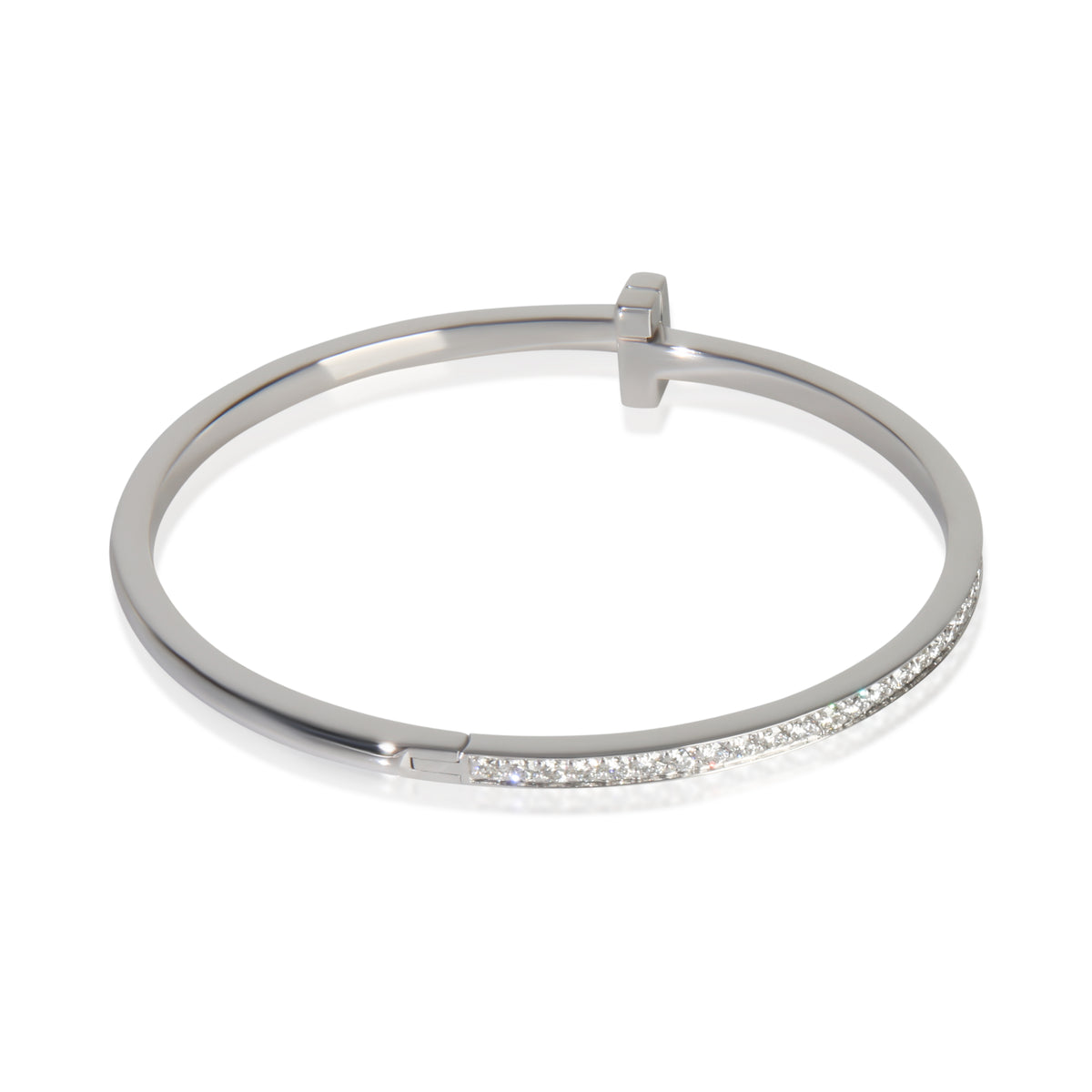 Tiffany & Co. White Gold Diamond Tiffany T T1 Narrow Hinged Bracelet pv