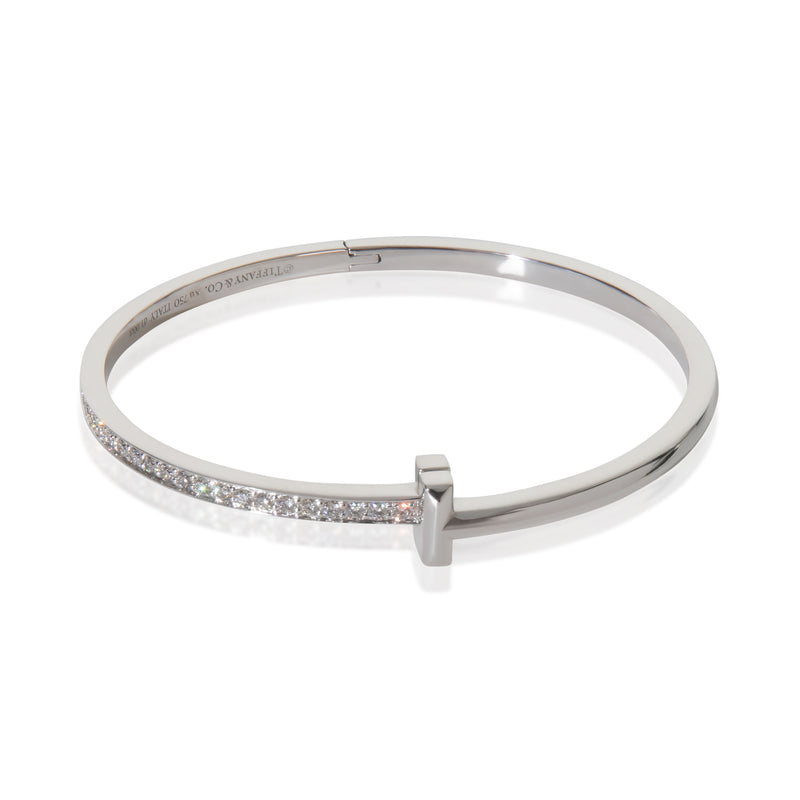 Tiffany & Co. White Gold Diamond Tiffany T T1 Narrow Hinged Bracelet fv