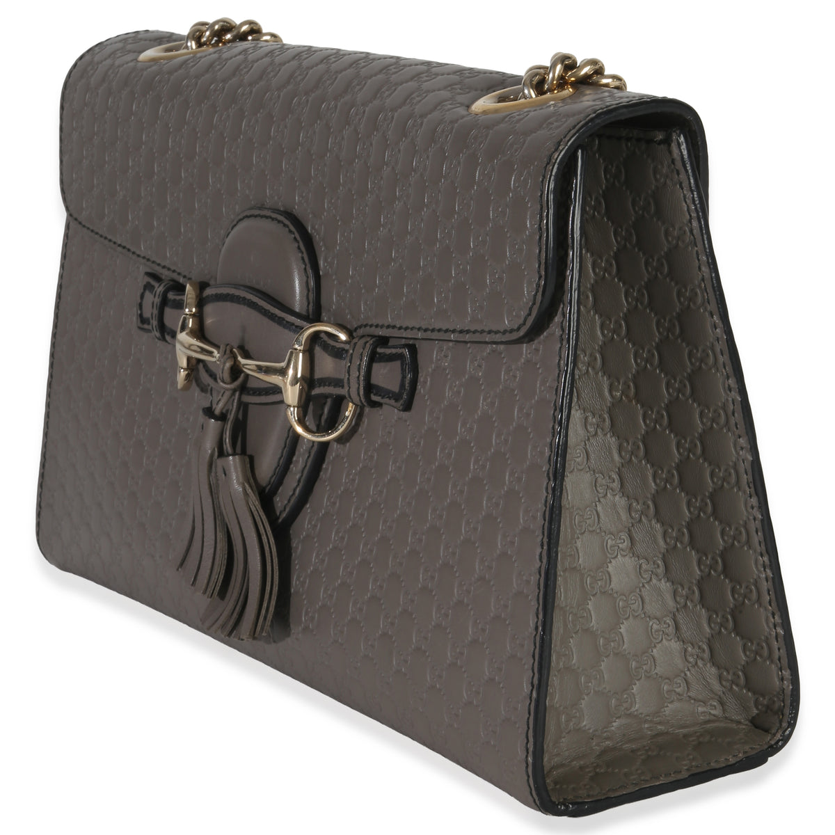 Gucci Grey ssima Emily Leather Medium Chain Shoulder Bag Handbag sv