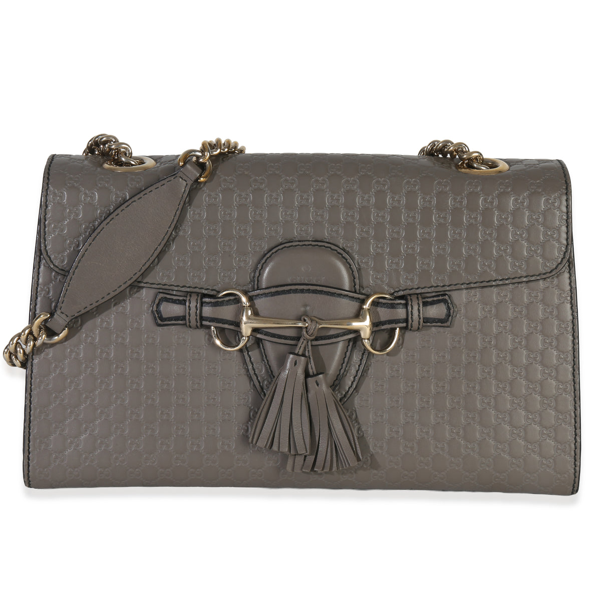 Grey Guccissima Emily Leather Medium Chain Shoulder Bag